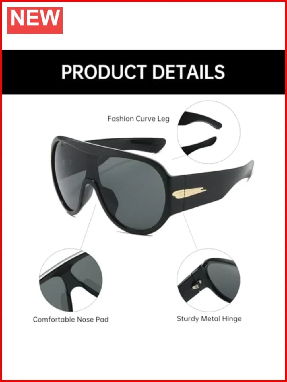 Retro Oversized Pilot Sunglasses Women Men UV400 Large Frame